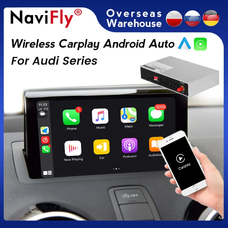 Dekódovanie bezdrôtového CarPlay Android Auto pre Audi A1 A4 A5 Q3 Q5 A6 Q7 2008-2018 Mirror L-MICK OEM Plug and Play