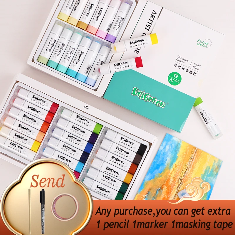 Delgreen Soft Solid Solid Gouache Paints/Pastels/Crayons Basic/Macaron 12/18 Colors Artist Grade Water rozpustné pastelky graffiti