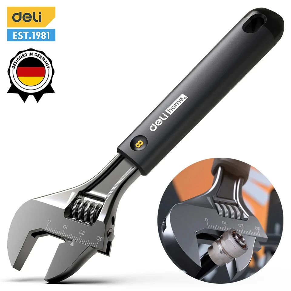 Deli nastaviteľný spanner Multicolor 1 PCS 8 '' Househol Multifunkčný gumbberizovaný nekĺzavý rukoväť Elektriurika na opravu ručných kľúčov