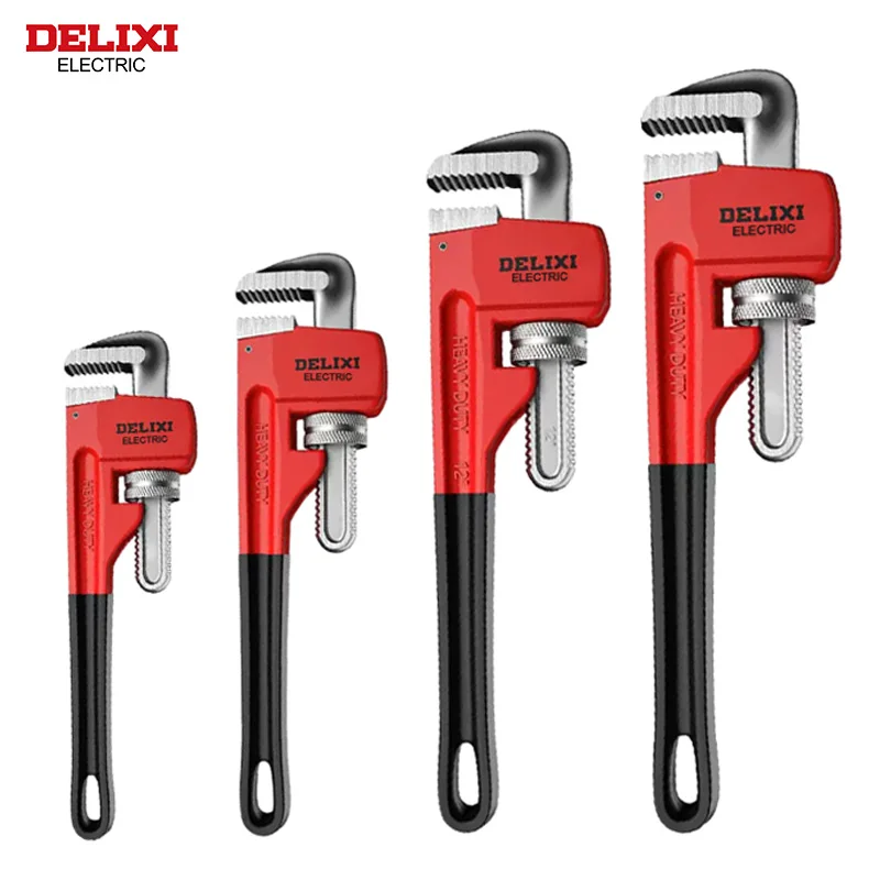 Delixi Electric 8-palcový ťažký rúrkový kľúč ， Hliník vysokej uhlíkovej ocele Veľký otvor nastaviteľný kľúč ， rezanie klieští rúr