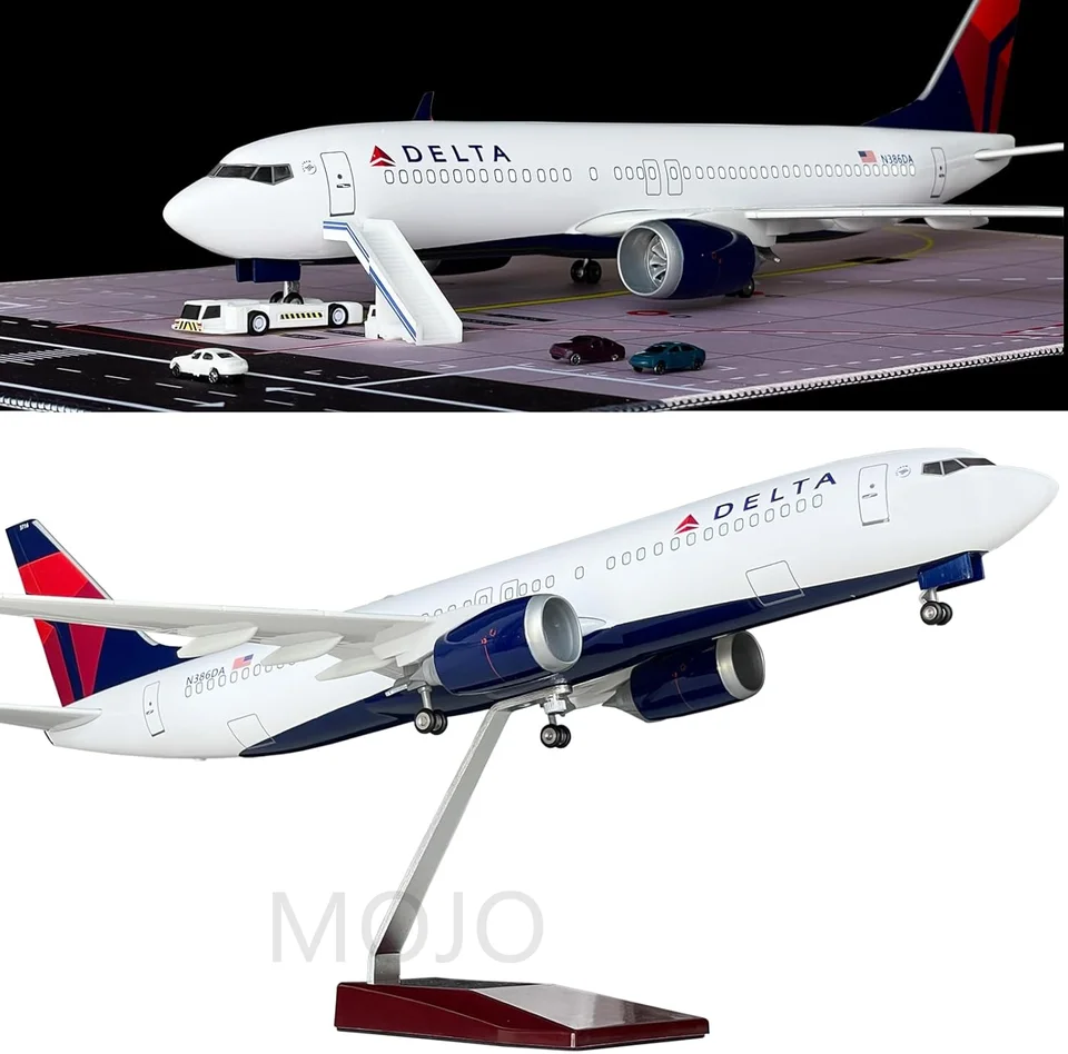 Delta 737 Model lietadla Hračka 47 cm Simulovaná živici Model Lietadlo hračky nadšenci nadšenci darček a darček k narodeninám pre deti