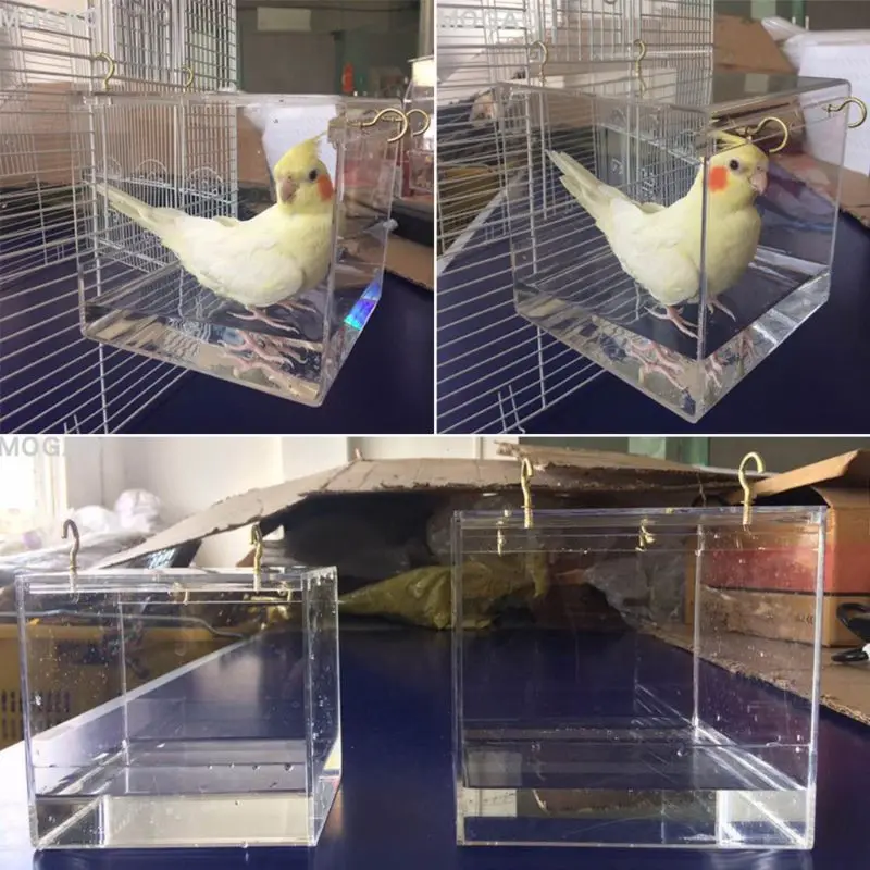 Deluxe Bird Bird Bath Cage nastaviteľné zavesenie vylepšené veľkým s priehľadným výhľadom