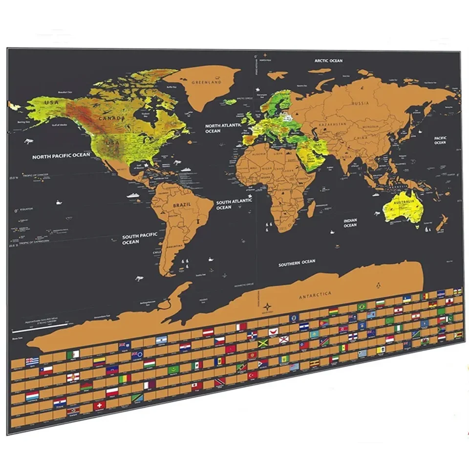 Deluxe cestovné škrabance z máp, zaznamenávajte mapy globelov miest, ktoré ste cestovali, plagát Scratch Maps pre výzdobu