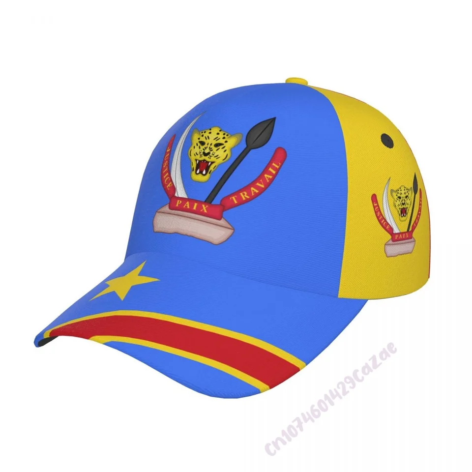 Demokratická republika Kongo DRC Country Flag 3D Tlač letného slnka baseballová čiapka Priedušná nastaviteľná muži Ženy Vonkajší klobúk