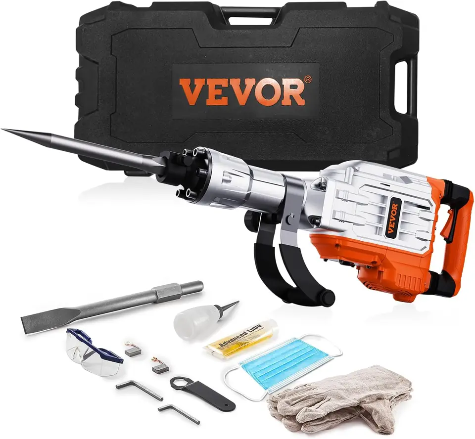 Demolition Jack Hammer, Max 3500W Concrete Breaker 1900 BPM High Duty Electric Jack Hammer, 2pcs Chisel W/Rukavice USA