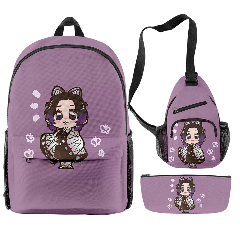 Demon Slayer 3D anime batohy súpravy Kimetsu no Yaiba Teenage Boys Študenti Školy Školy vrecká Vodotesné kawaii laptopové tašky