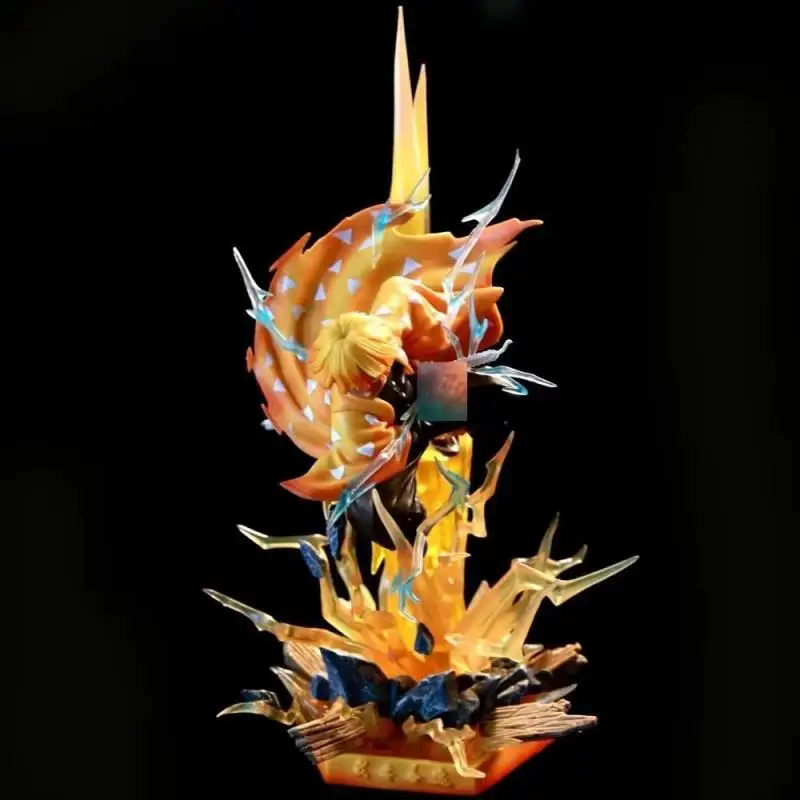 Demon Slayer Agatsuma Zenitsu Anime Postavy Garážové súpravy Ozdoby chlapci Obľúbený darčekový bitkový režim asi 33 cm vysoký
