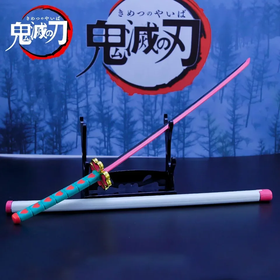 Demon Slayer Katana Kanroji Mitsuri Nichirin Blade meč 25 cm kovový anime Periférny samurajský mečový model darčeky pre chlapcov