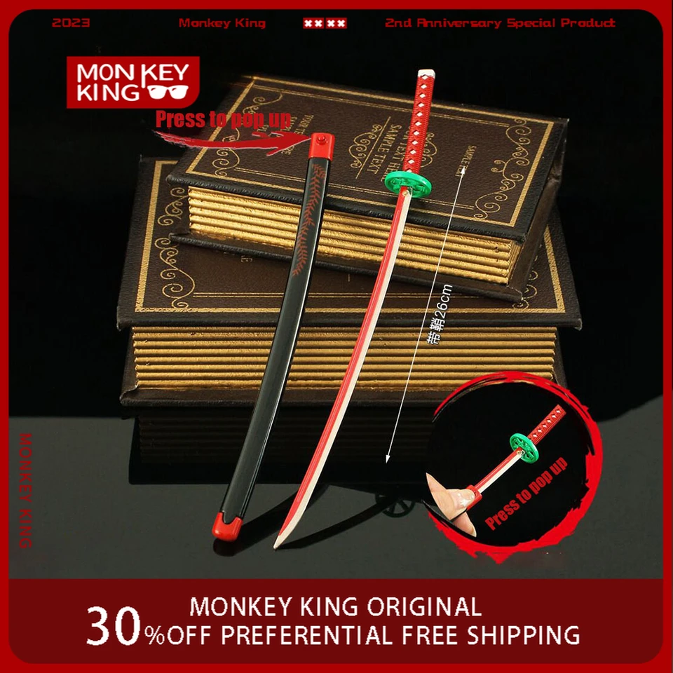 Demon Slayer Sword Kamado Nezuko Nichirin Blade zliatina Katana Sword Press, aby vyslala darčeky japonského samuraja anime