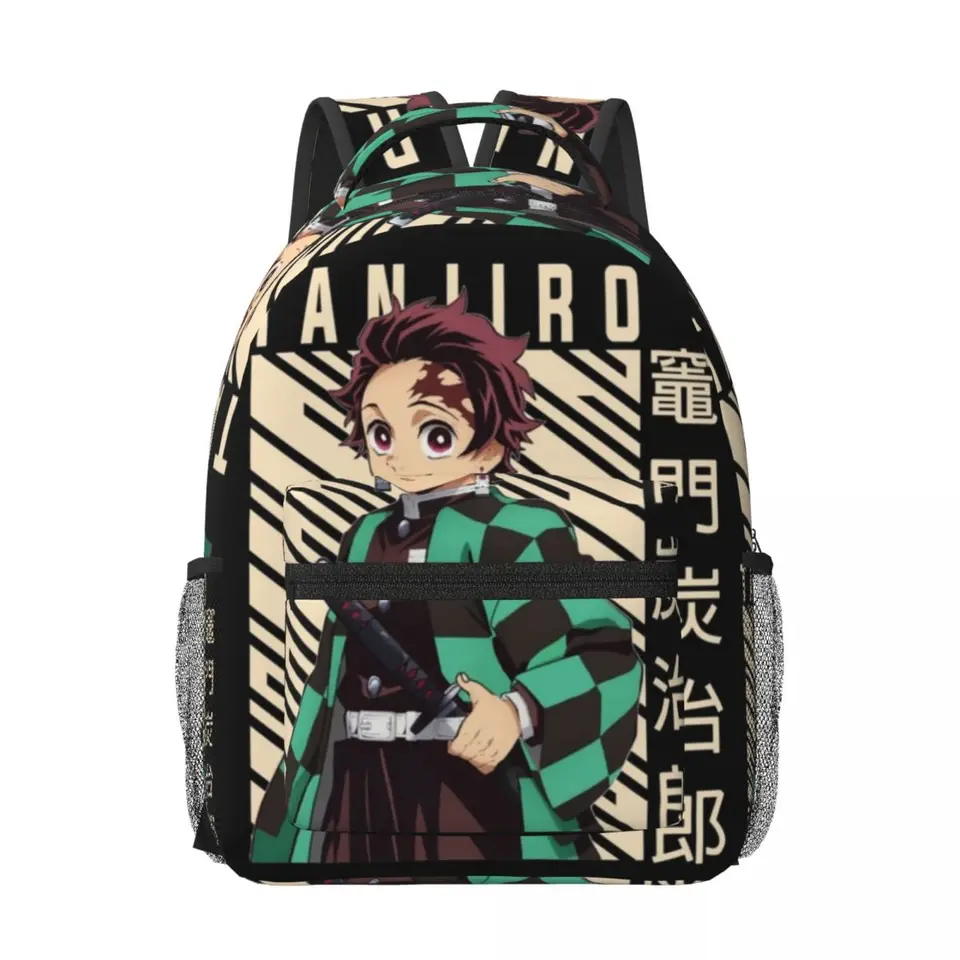 Demon Slayer - Tanjiro Kamado Batoh Student School Schoolback pre mužov pre notebook Canvas Tašky 17in