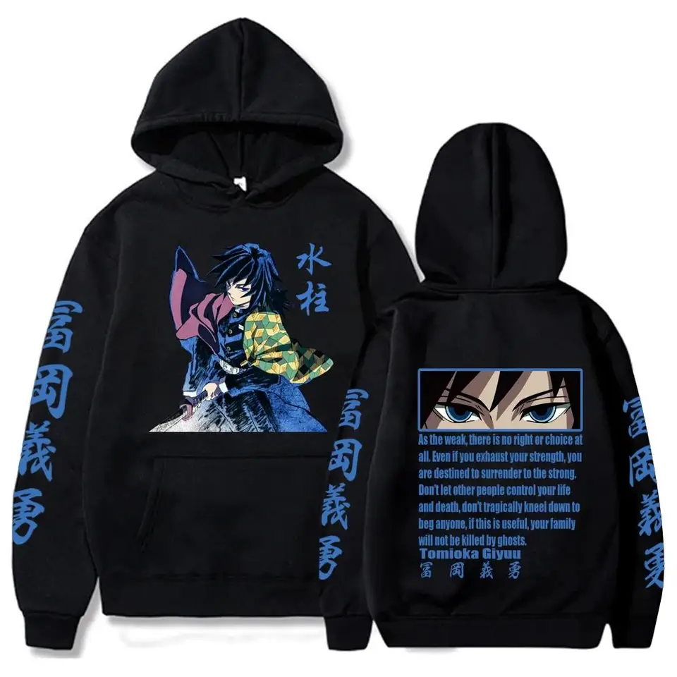 Demon Slayer Tomioka Giyuu Japonsko anime tlačené plus veľkosti mikiny muži Mikiny Mikiny zima teplé unisexové príležitostné streetwear