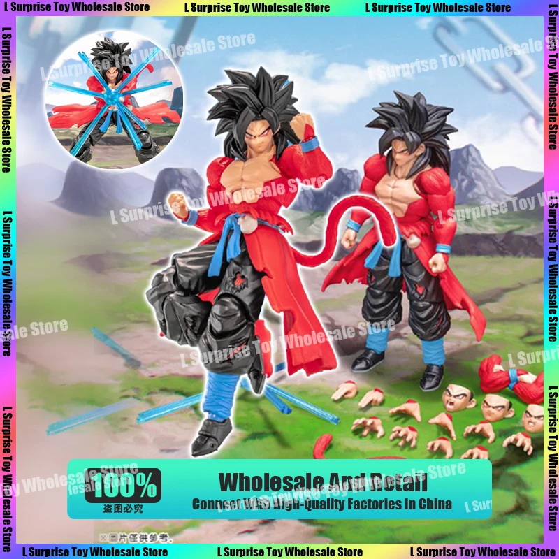 Demoniaal Fit Dragon Ball Z SHF Son Goku Super Saiyan 4 GT SSJ4 Untamed Power Time Ranger Anime akčná figúrka Vlastné hračky Darčeky