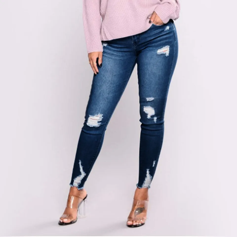 Denim nohavice džínsové džínsové nohavice pre ženy chudé roztrhané džínsy malé nohy štíhle džínsové nohavice zadku
