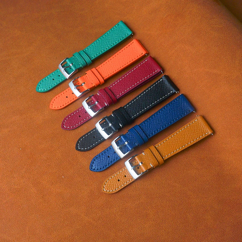 Denique Epsom Slim Strap Cowhide Watch Band čierna pravá koža 20 mm 22 mm hodinkový remienok Rýchle uvoľnenie náramok s náramkom