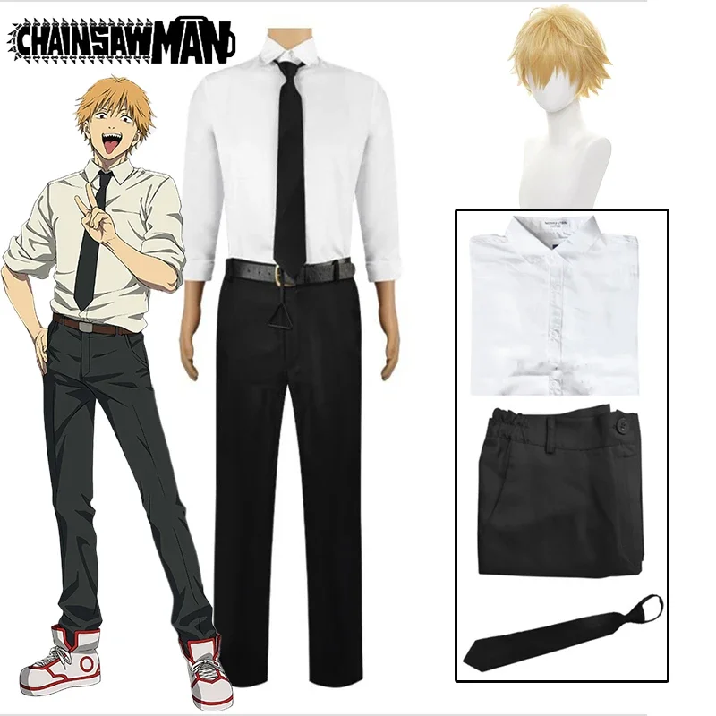 Denji Cosplay anime reťazový píl muž Denji Cosplay kostým parochne Panty košeľa verejná bezpečnosť Devil Hunter Halloween kostýmy pre mužov