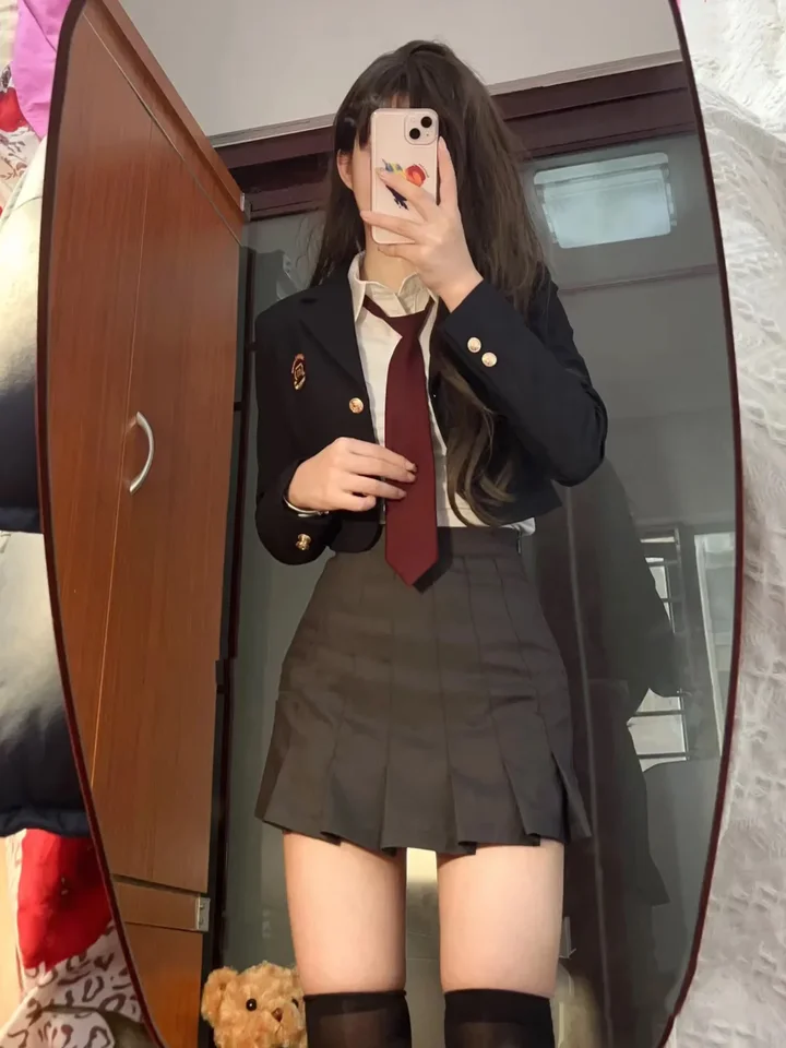 Denná korean JK Uniforma Set College Dievčatá krátky oblek sako námorný kabát obal hip sukňu kravatu košeľa hot girl set jar jesen