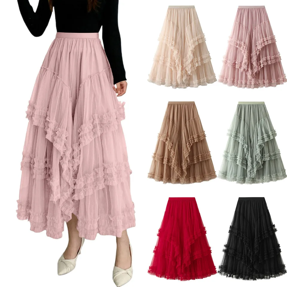 Denná sukňa Dámska dámska večere Tulle večere tutu sukňa hnedé pružné pruhy s vysokým pásom s sukňou Dámske tenisové sukne