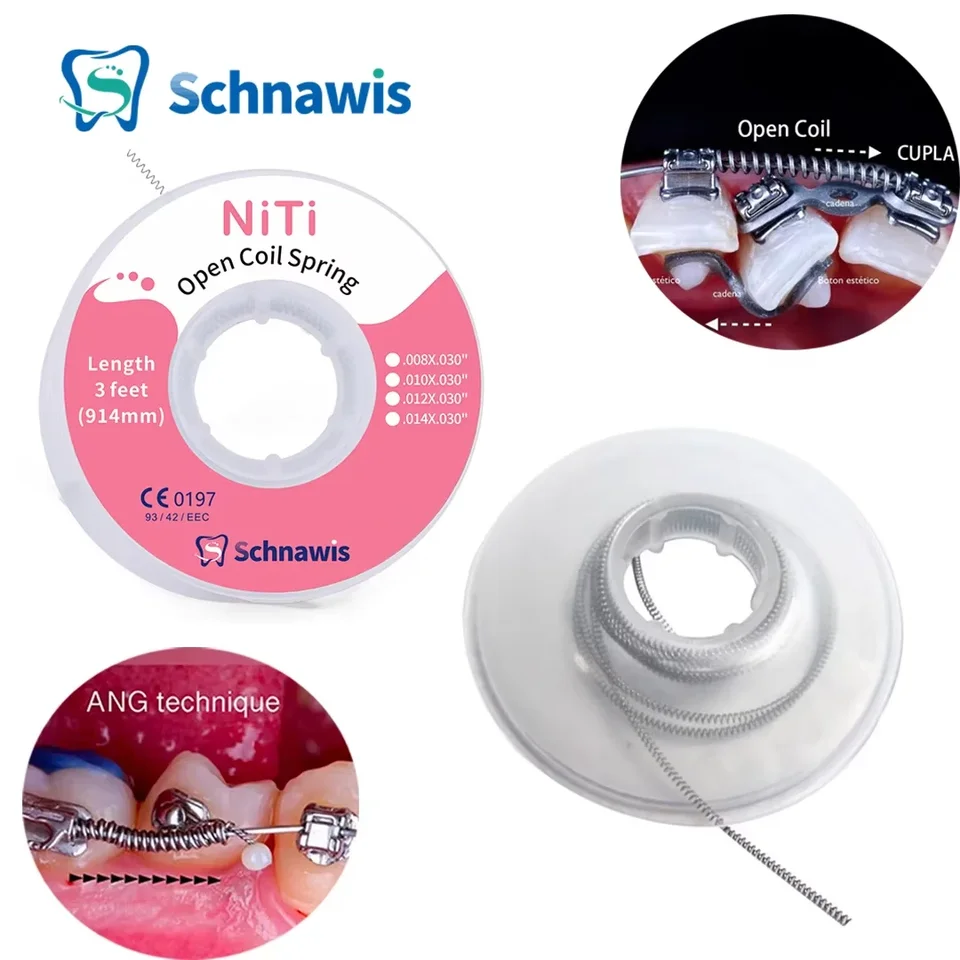 Dentálna ortodontická otvorená cievka pružina 3 stopy (914 mm) pre zubné ortodontické držiaky kolesá oblúky 0,008/0,010/0,012/0,014