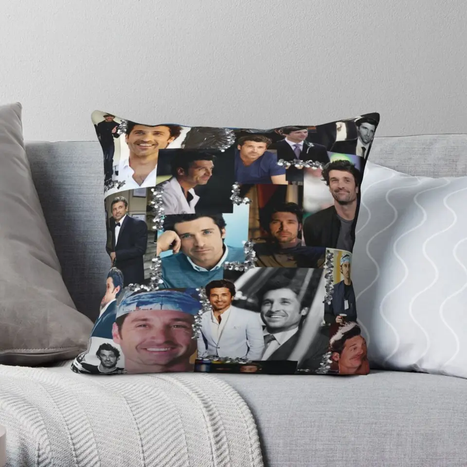 Derek Shepherd Gray's Anatomy Square vankúš Pollwcase Polyester Linen Velvet vzor zips dekoratívny vankúšový kryt veľkoobchod 45x45