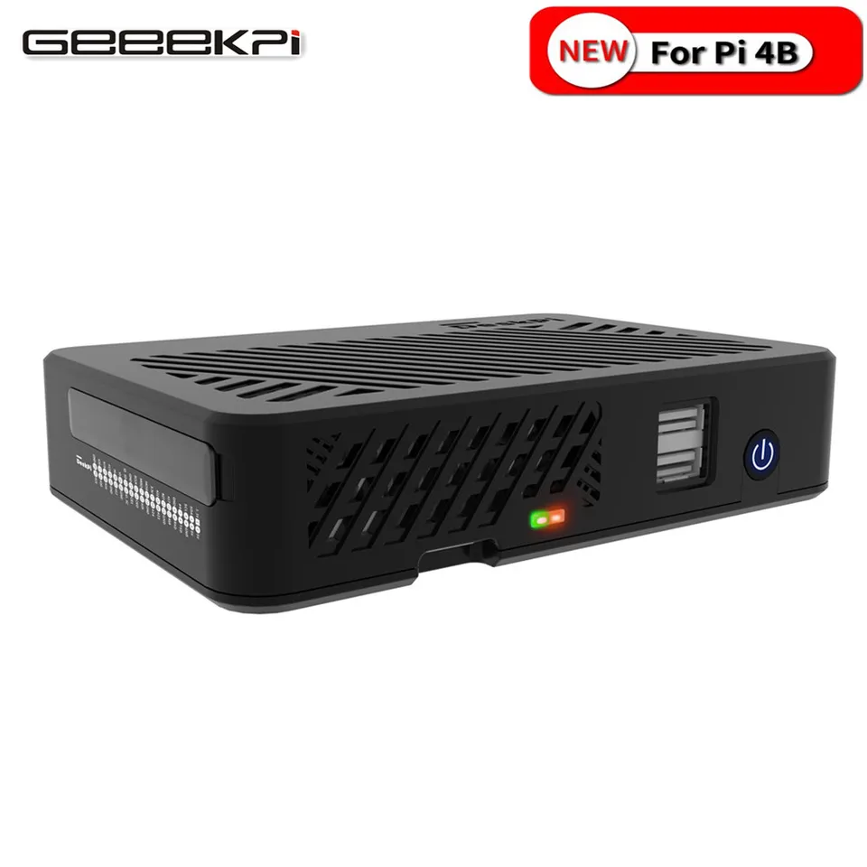 Deskpi Lite Raspberry Pi 4 puzdro s tlačidlom na napájanie / čeľusť s PWM ventilátorom / duálnou hdmi v plnej veľkosti pre Raspberry Pi 4b