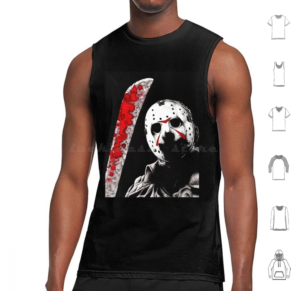 Destrčiaci tábor Stalker Touch Tops Vesta bez rukávov Jason Horror Slasher Machete 80.s Monster Horror Film Horror Filmy