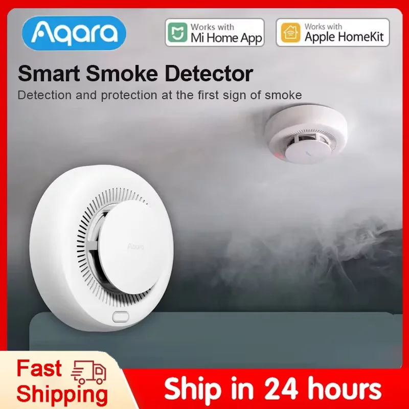 Detektor alarmu Aqara Smoke Alarm Zigbee 3.0 Smart Fire Alarm Monitor zvuku Smart Home Security Práca s Xiaomi Mi Home HomeKit