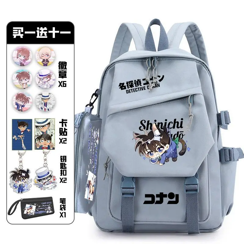 Detektív Conan s odznakmi Pain Pack Set Batoh Anime Bag Teragers Schoolbag Študenti Kniha Travel Bag Girl Boy Cosplay