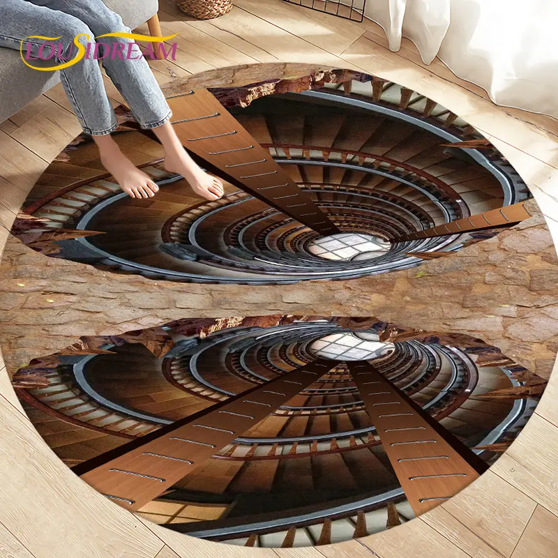Deti 3D ilúzia Vision Area Koberce, okrúhly koberec pre koberce pre dekoráciu pohovky v obývacej izbe, detská hra Non-Slip Floor Mat