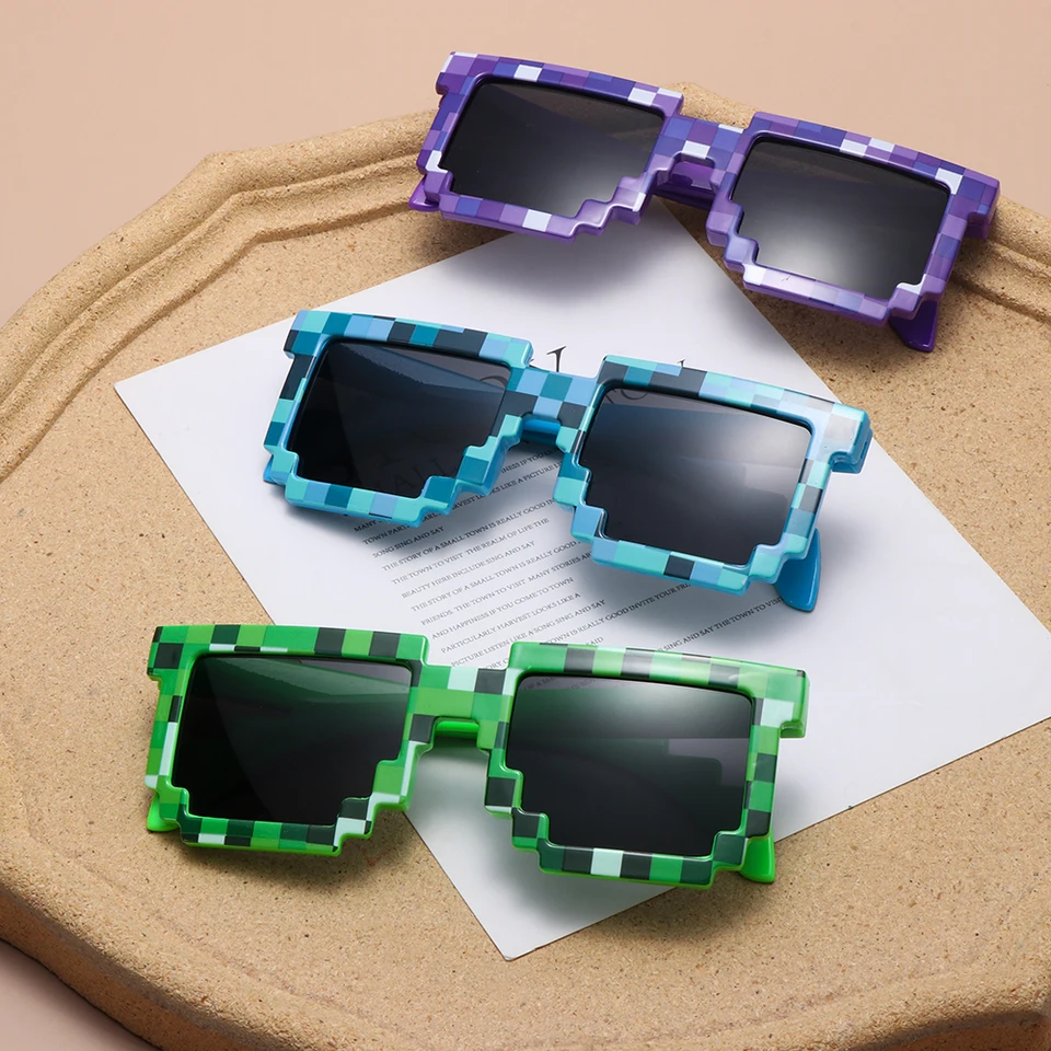 Deti a dospelí Slnečné okuliare Cosplay Action Game Toy Hray Square Glasses Pixel Mosaic Slnečné okuliare Tribug Life Sun Sun.