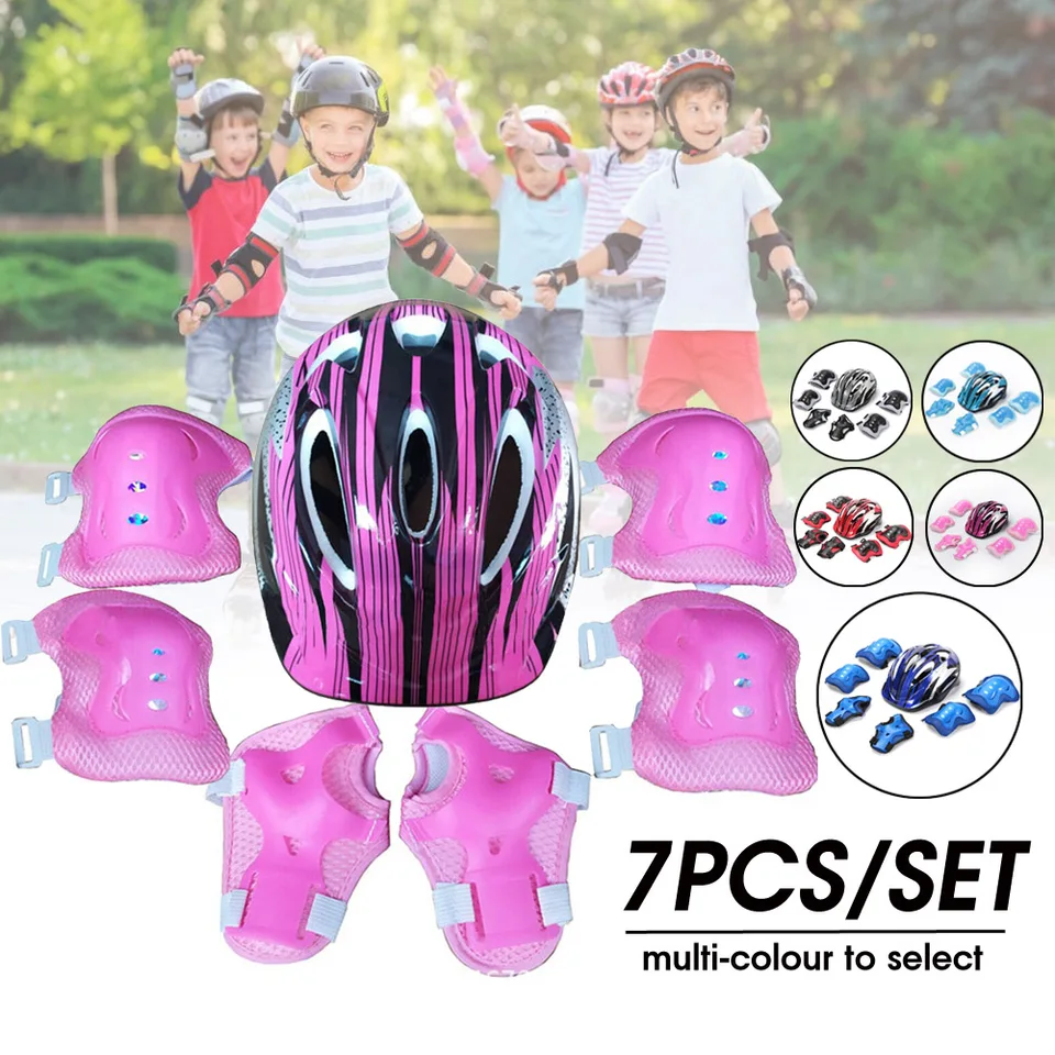 Deti Boy Girl Safety Helma koleno lakťové súpravy Deti Cycling Roller Korčuľovanie bicyklov na ochranu ochrany ochrany 7ks/set