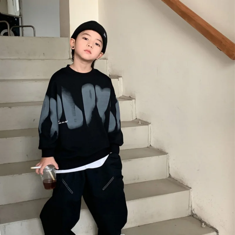 Deti chlapci Mikiny módny list tlač posádka posádky Tops Tops Tops Kids Dievčatá Dievča