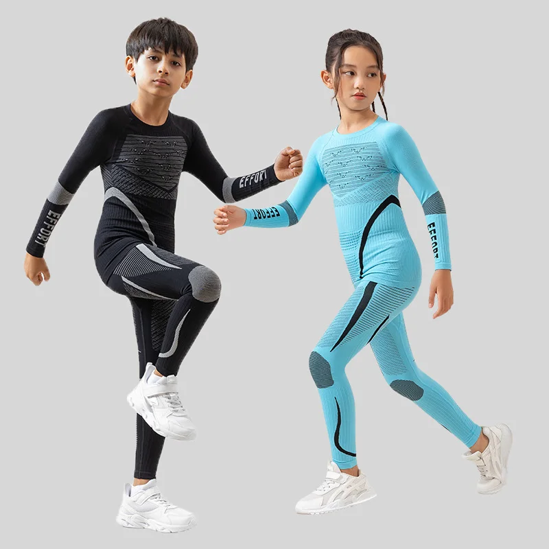 Deti deti chlapec dievča Conmprorsion Lyžovanie spodná bielizeň Set Fitness Gym lyžiarske lyžiarske športové šport Running Yoga Cvičenie obleky A592