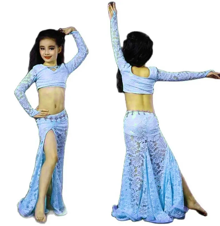 Deti dieťa dievča Kid bellydance orientálne brucho indický tanec tanečný kostým oblečenie podprsenky pásový prsteň sukňový šaty obleky