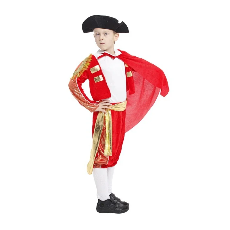 Deti dieťa červené brilantné španielske kostýmy Matador Kostým, šťavnaté cosplay pre chlapcov Halloween karnevalové kostýmy