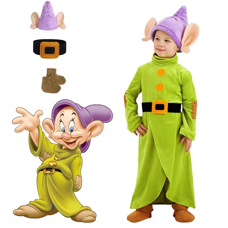 Deti Dopey Cosplay Snehulienka a sedem trpaslíkov chlapcov pre detské klobúky oblek Halloween kostýmové oblečenie oblečenie