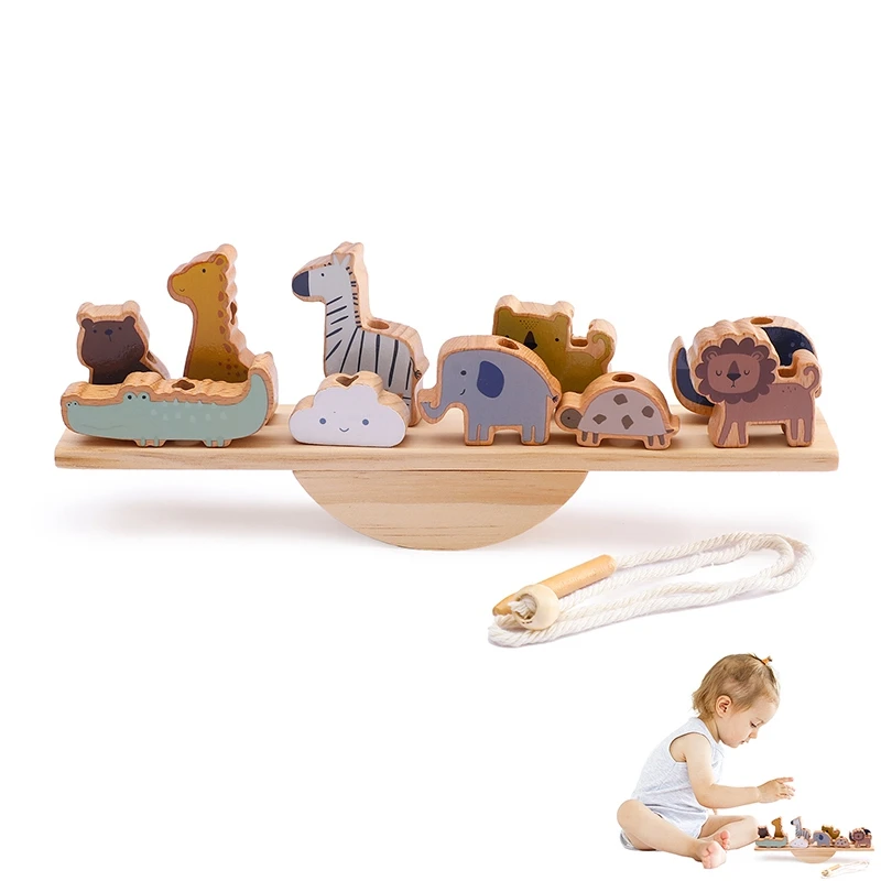 Deti drevené montessori hračky závitové dosky Bukový drevený vzdelávací hračky zvieracie gombíky korálkové bloky puzzle to hračky detské darčeky