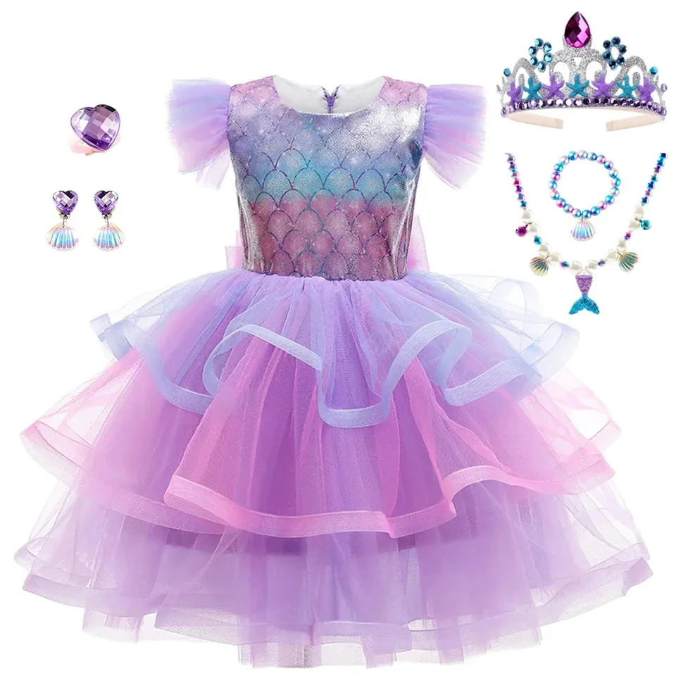 Deti Elegantná princezná morská panna kostým Cosplay dievčatá Dievča