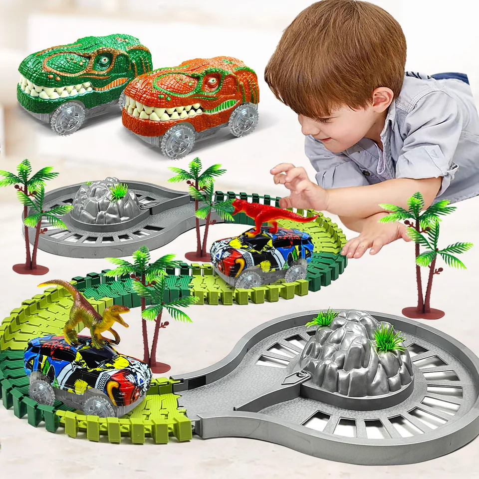 Deti elektrické trate hračky Dinosaurus Car Kids Educational Toys Track Car Train Hračky pre deti narodeniny darček