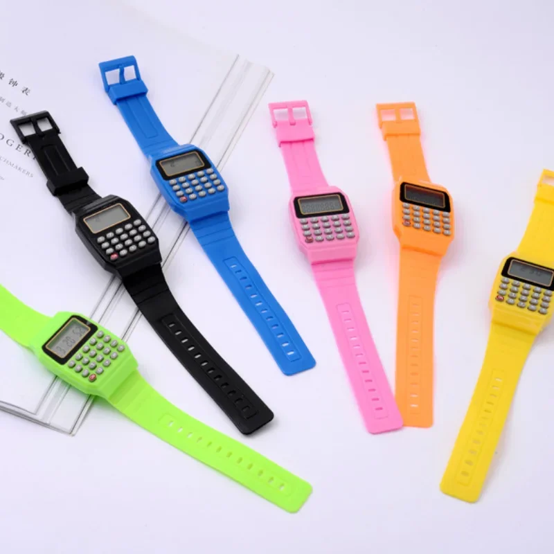 DETI ELEKTRONICKÁ KALKURA Silikón Dátum viacúčelovej klávesnice zápästie Watch Digitálne hodinky Elektronické náramkové hodinky Relogio