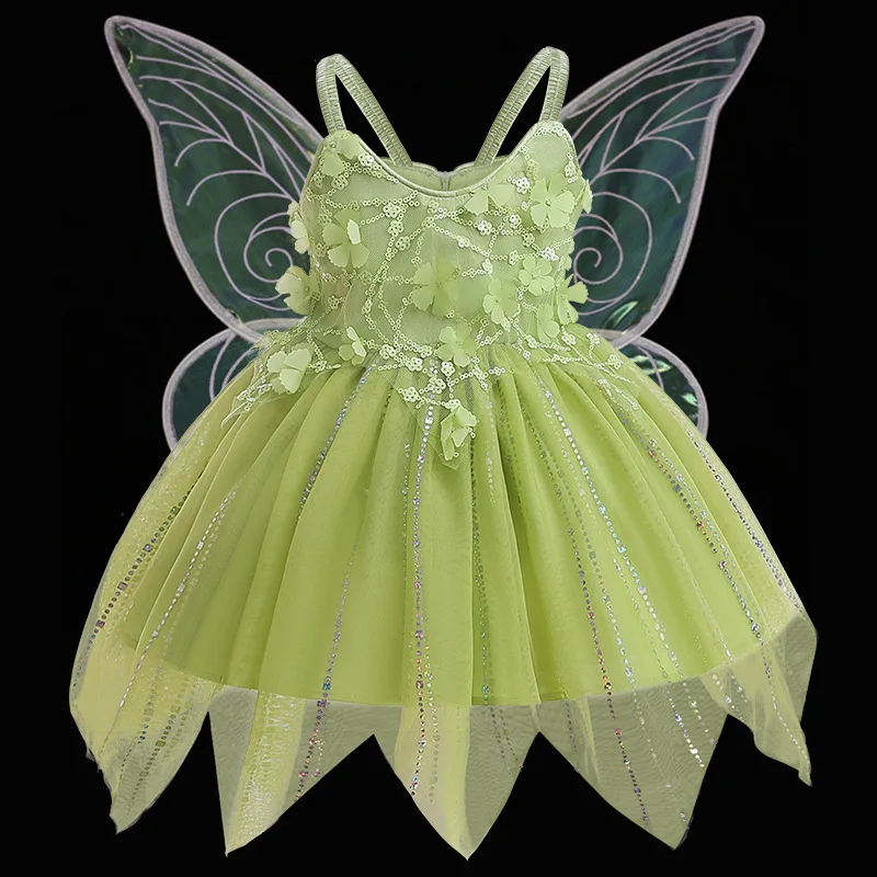 Deti Fancy Girl Elf Cosplay Tinker Bell Princezná šaty pre deti Karnevalová narodeninová oslava Halloween vianočné šaty kostým