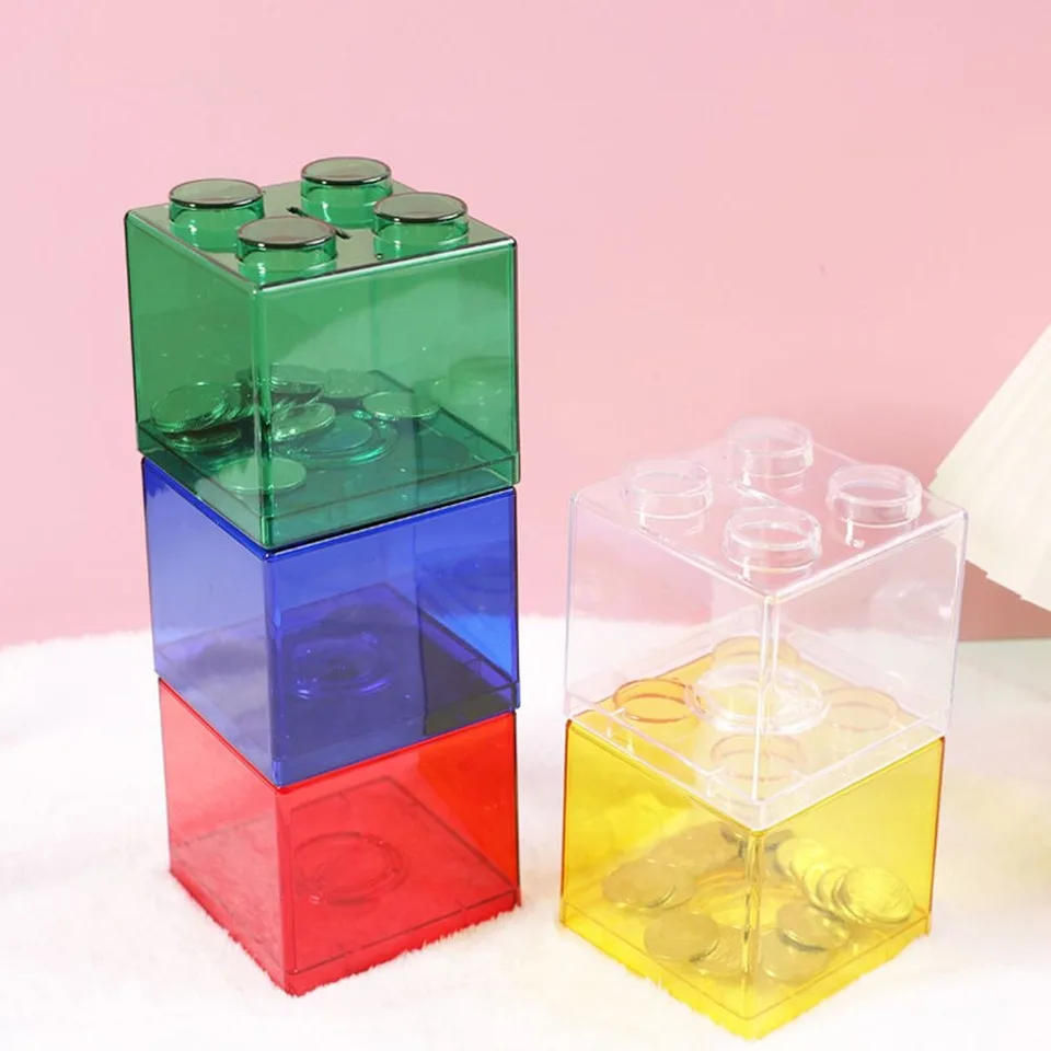 Deti farebné prasiatko banka Gift Cash Boy Girls Coin Bank Money Setre Box Storage Box Building Block Coin Box