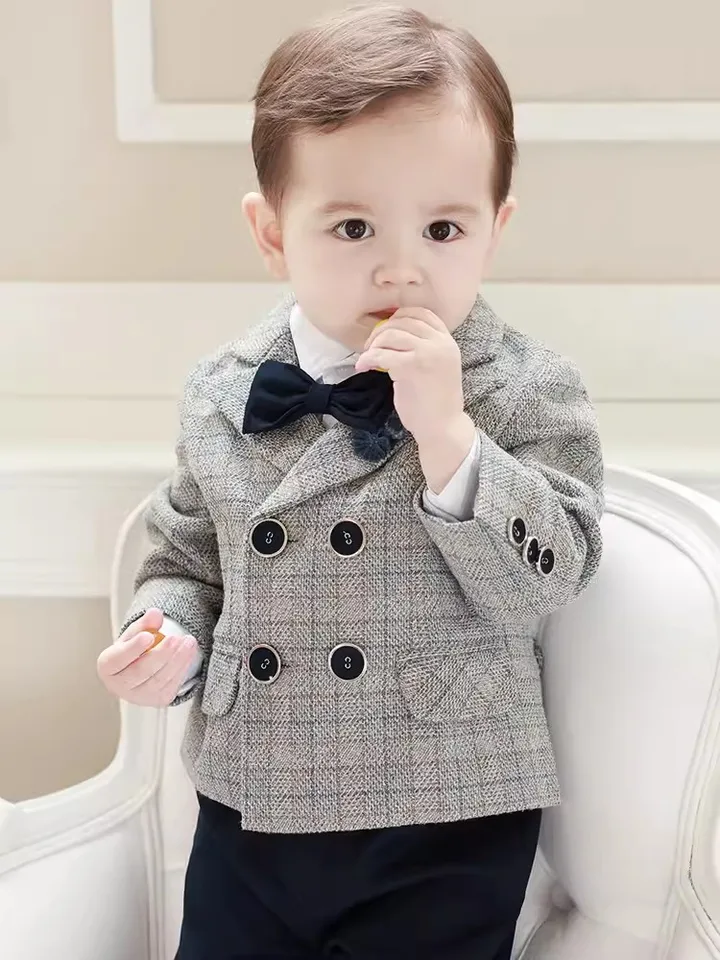 Deti fotografia chlapci chlapci bunda nohavice Bowtie Flower