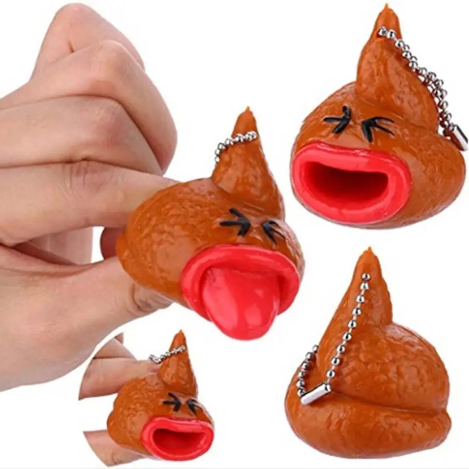 Deti Fun Antistrekts Fidget Toyring Pop -Out Tongues Tongue Out hovno hračky emotikon hračky hračky Keychains