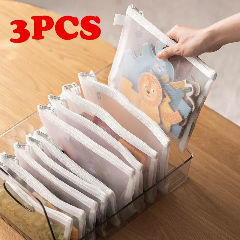 Deti hračky na ukladanie tašky puzzle balenie vrecka Malé častice zips priehľadná úložná skrinka