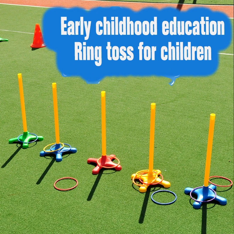 Deti hádzajú kruhovú hru Ferrule naskladané hračky Fun Indoor Outdoor Ratert-Child Interactive Circle Plast palice Skoré vzdelávanie