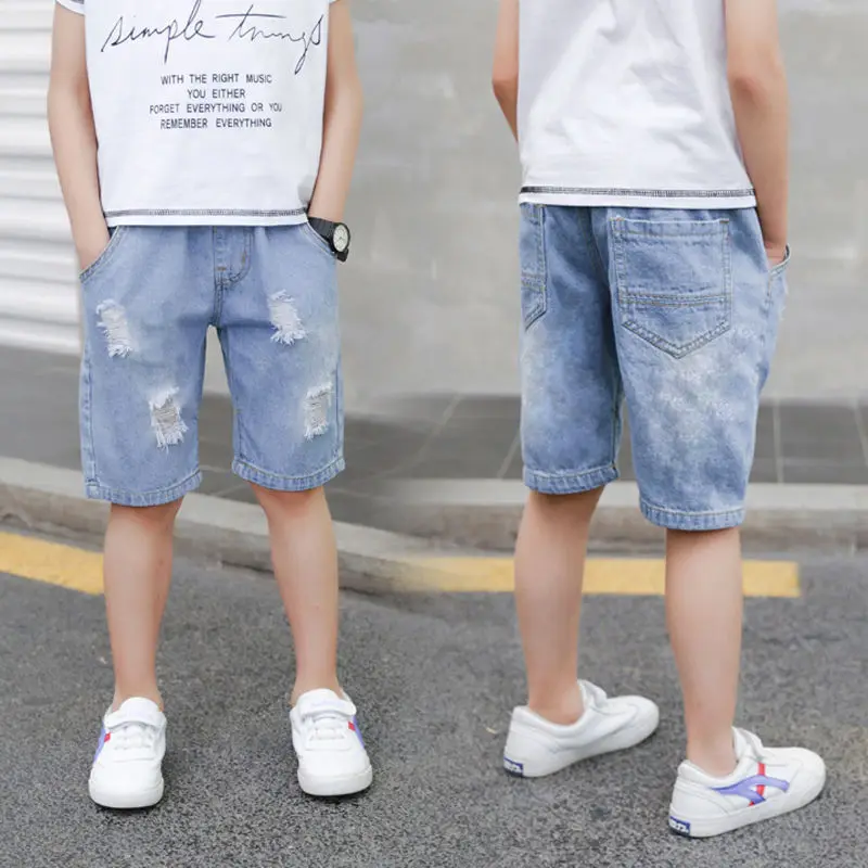 Deti Jean Shorts Summer Denim Denim Shorts Cowboy Baby Boy oblečenie módne bavlnené elastické pásy nohavice nohavice 4-10 rokov