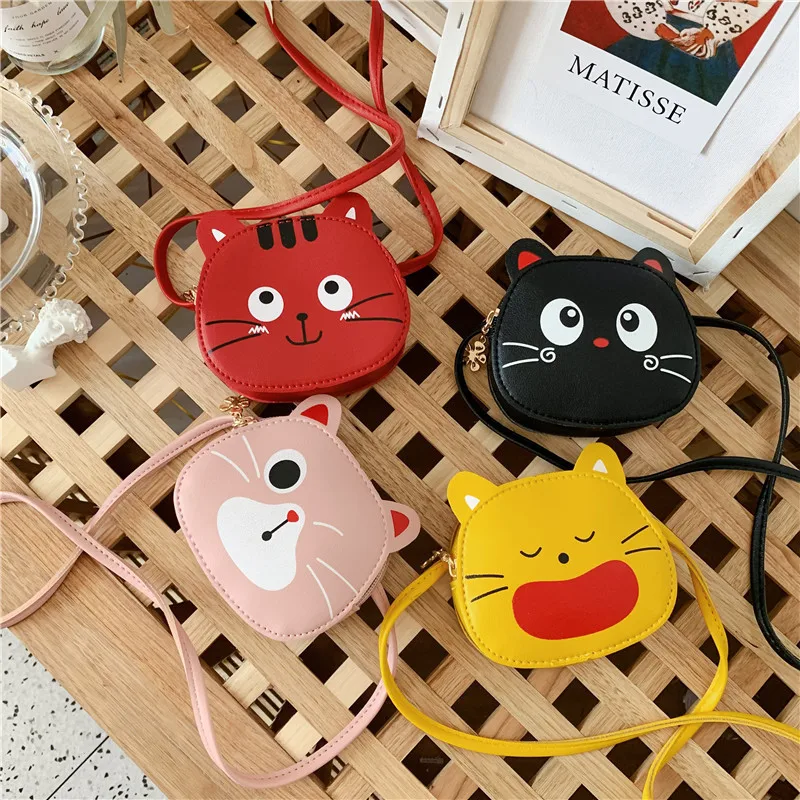 Deti Kawaii Cat Pu Crossbody Bag Veľká kapacita roztomilé ramenné taška na rameno Coin Cesta Walking School Outdoor
