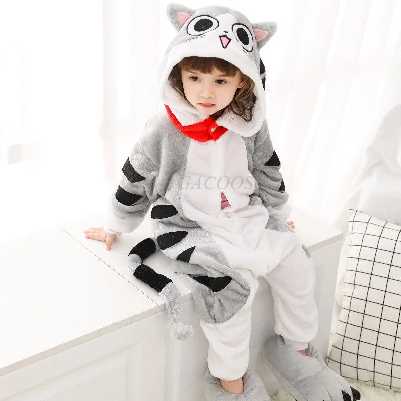 Deti kigurumi jednorožec pyžamy deti detské zvieratá kombinézy kombinézy s mačkou pyžama spánok