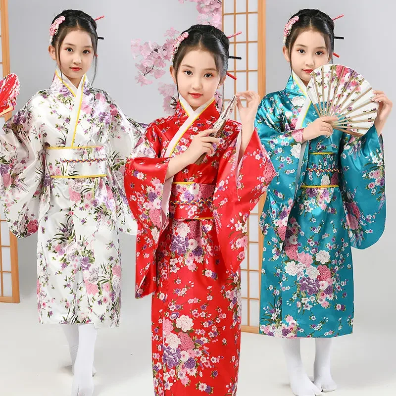 Deti kimono tradičný japonský štýl Peacock Yukata šaty pre dievčatá Kid Cosplay japonsko Haori kostým ázijské oblečenie