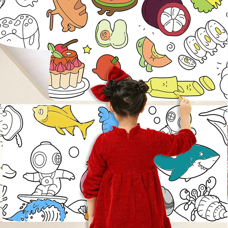 Deti kreslenie roll diy lepkavé farebné náplň papier sfarbenie papiera